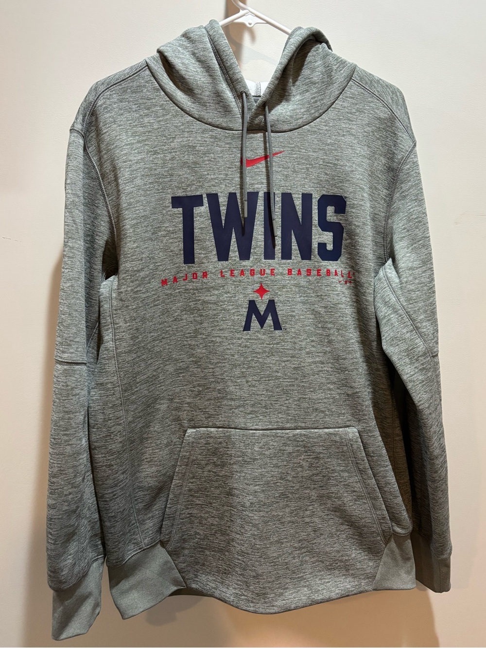 Nike Grey "Twins" Pullover Hoodie with Navy & Red Accents Mint Condition